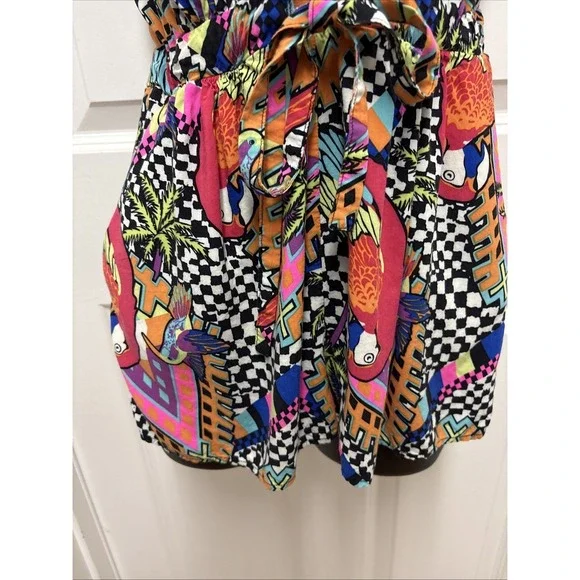 Mara Hoffman Sleeveless V- Neck Tropical Print Shorts Romper Women's Size Small - Picture 3 of 9